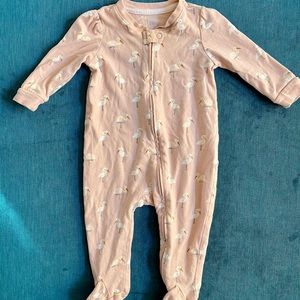 Sweet flamingo print organic baby pajamas